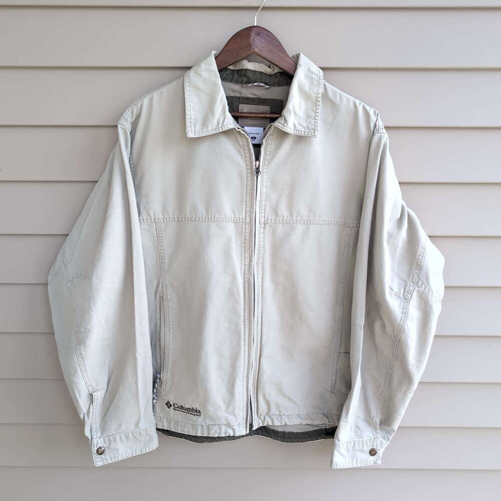 Columbia Sportswear Company Jacket Mens M Khaki Canvas Cotton Workwear Vintage